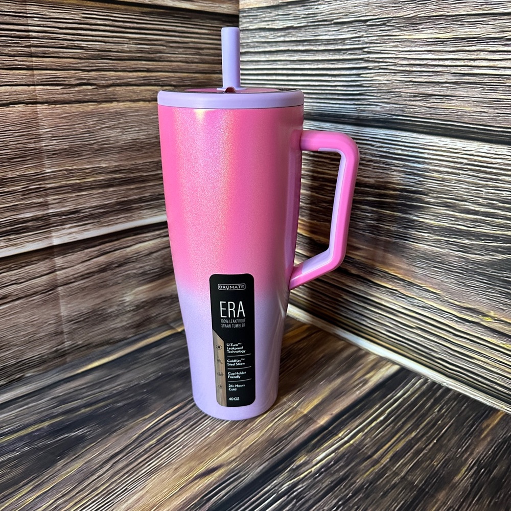 Brumate Limited Edition Pink and Purple Glitter Insulated Tumbler with Straw